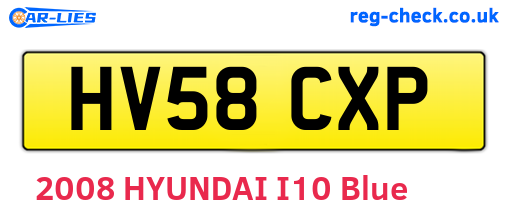 HV58CXP are the vehicle registration plates.