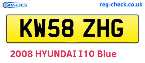 KW58ZHG are the vehicle registration plates.