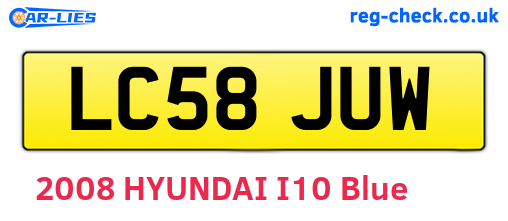 LC58JUW are the vehicle registration plates.