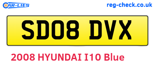 SD08DVX are the vehicle registration plates.