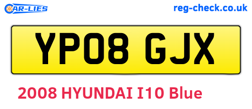 YP08GJX are the vehicle registration plates.