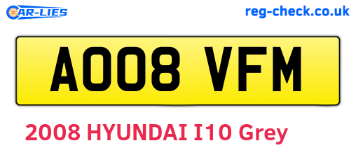 AO08VFM are the vehicle registration plates.