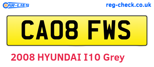 CA08FWS are the vehicle registration plates.