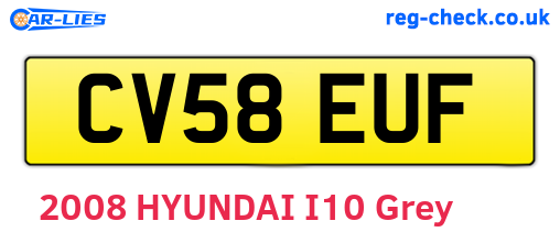 CV58EUF are the vehicle registration plates.