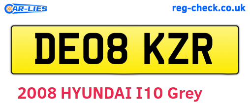 DE08KZR are the vehicle registration plates.