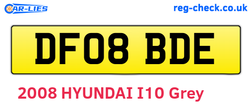 DF08BDE are the vehicle registration plates.
