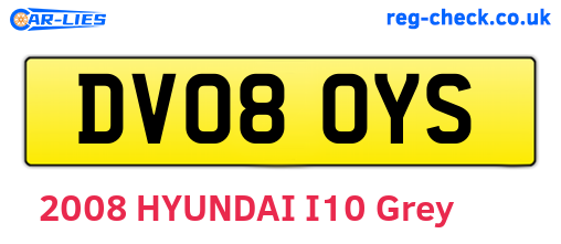 DV08OYS are the vehicle registration plates.
