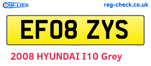 EF08ZYS are the vehicle registration plates.