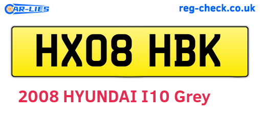 HX08HBK are the vehicle registration plates.