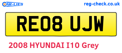 RE08UJW are the vehicle registration plates.