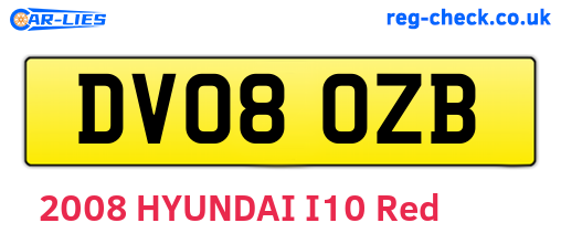 DV08OZB are the vehicle registration plates.