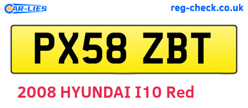 PX58ZBT are the vehicle registration plates.