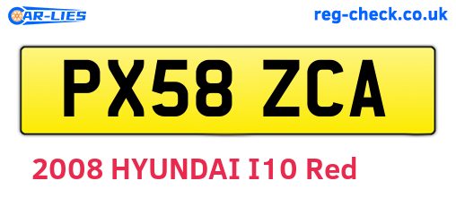 PX58ZCA are the vehicle registration plates.
