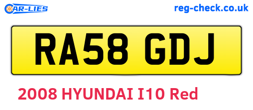 RA58GDJ are the vehicle registration plates.