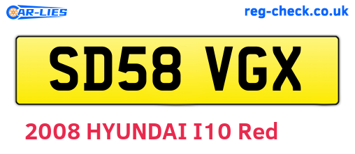 SD58VGX are the vehicle registration plates.