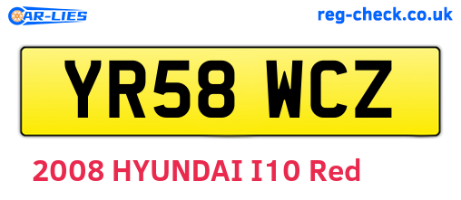 YR58WCZ are the vehicle registration plates.