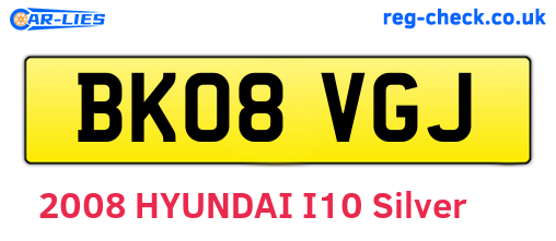BK08VGJ are the vehicle registration plates.