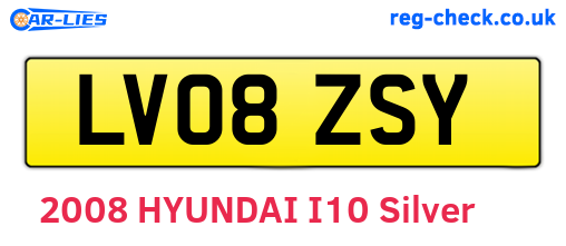 LV08ZSY are the vehicle registration plates.