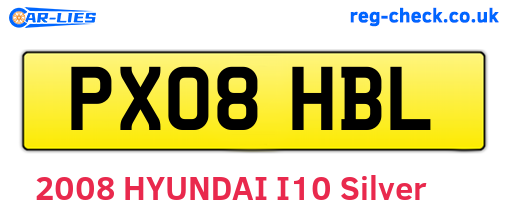 PX08HBL are the vehicle registration plates.