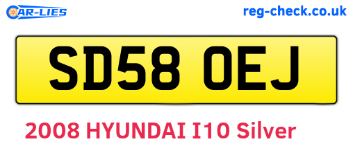 SD58OEJ are the vehicle registration plates.