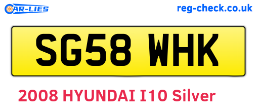SG58WHK are the vehicle registration plates.