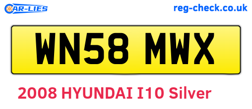 WN58MWX are the vehicle registration plates.