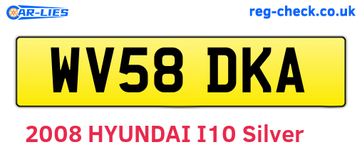 WV58DKA are the vehicle registration plates.