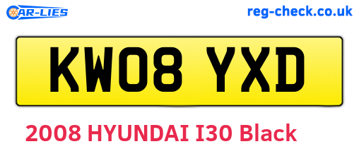 KW08YXD are the vehicle registration plates.