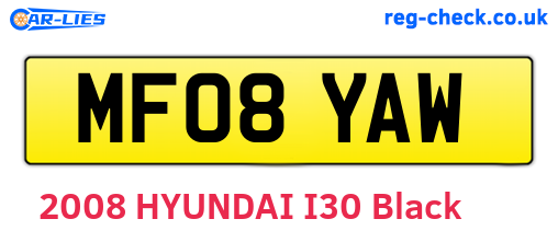 MF08YAW are the vehicle registration plates.