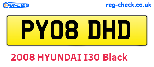 PY08DHD are the vehicle registration plates.