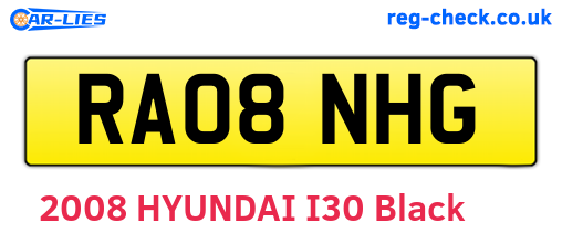 RA08NHG are the vehicle registration plates.