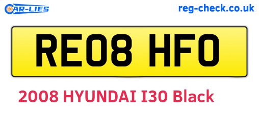 RE08HFO are the vehicle registration plates.