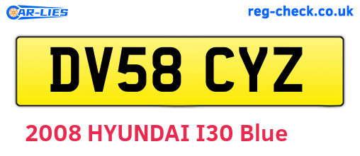 DV58CYZ are the vehicle registration plates.