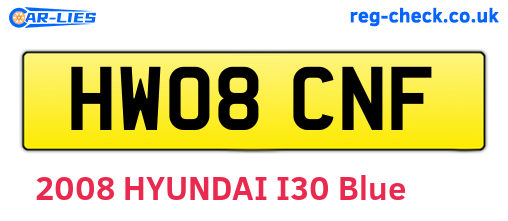 HW08CNF are the vehicle registration plates.