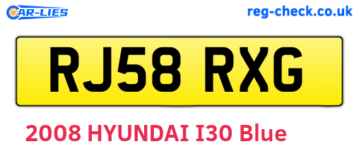 RJ58RXG are the vehicle registration plates.