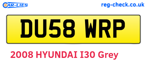 DU58WRP are the vehicle registration plates.