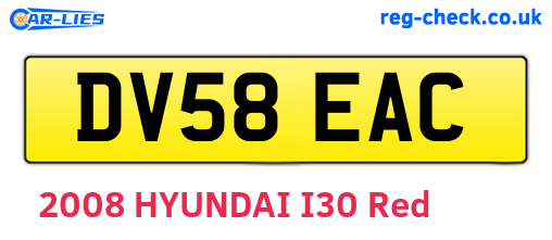 DV58EAC are the vehicle registration plates.