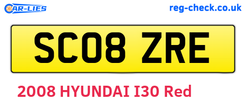 SC08ZRE are the vehicle registration plates.
