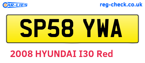 SP58YWA are the vehicle registration plates.