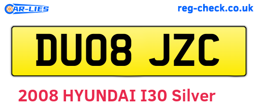 DU08JZC are the vehicle registration plates.