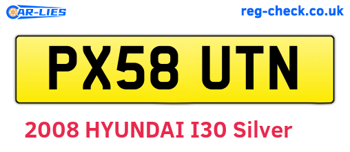 PX58UTN are the vehicle registration plates.