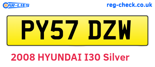 PY57DZW are the vehicle registration plates.