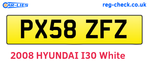 PX58ZFZ are the vehicle registration plates.