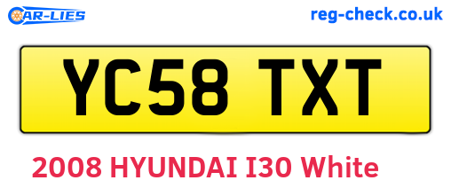 YC58TXT are the vehicle registration plates.