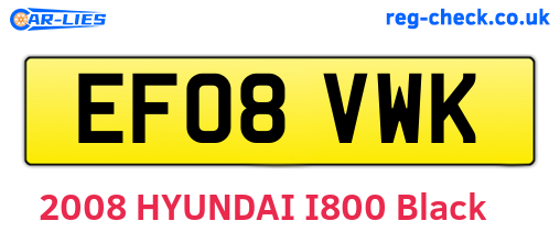 EF08VWK are the vehicle registration plates.