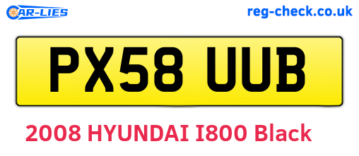 PX58UUB are the vehicle registration plates.