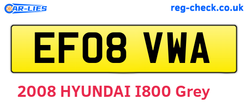 EF08VWA are the vehicle registration plates.