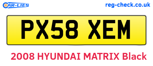 PX58XEM are the vehicle registration plates.