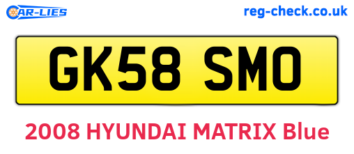 GK58SMO are the vehicle registration plates.