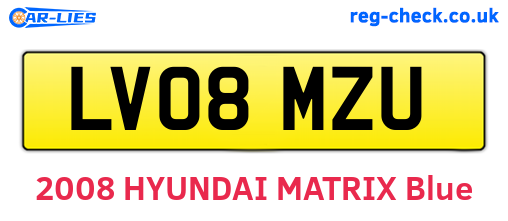 LV08MZU are the vehicle registration plates.